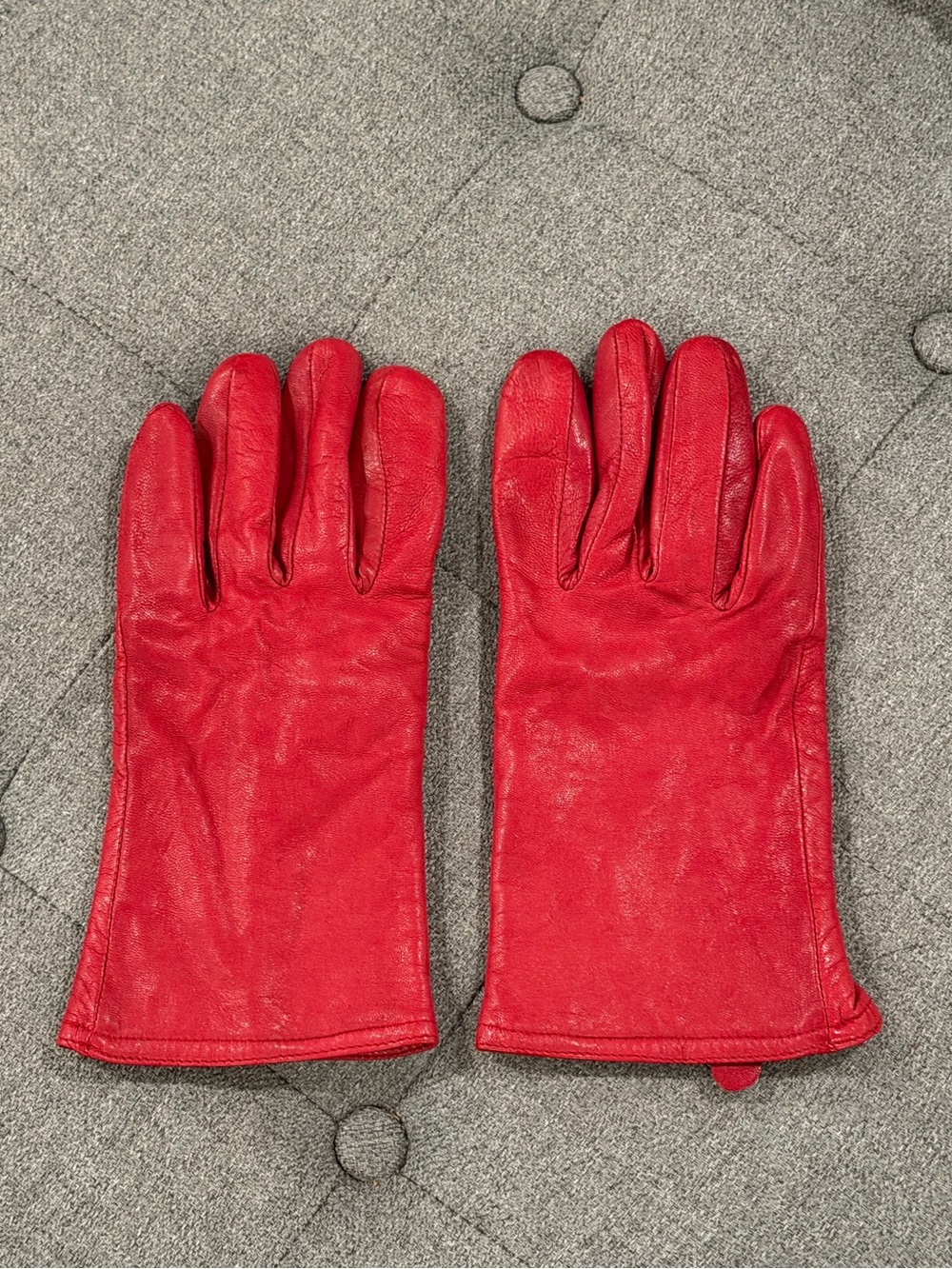 Vintage 90s, Red Leather Gloves, Thinsulate 40g, Women's Large, Fownes, Warm